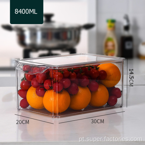 Caixas de armazenamento empilháveis ​​para cozinha em plástico transparente PET
